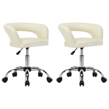 Bild på vidaXL Matstolar 2 st gräddvit konstläder