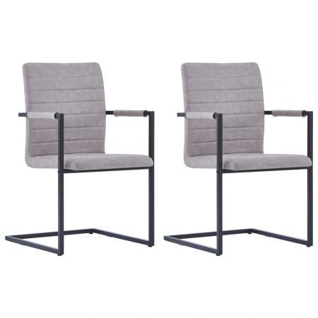 Bild på vidaXL Fribärande matstolar 2 st ljusgrå konstläder