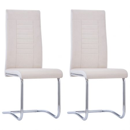 Bild på vidaXL Fribärande matstolar 2 st gräddvit tyg