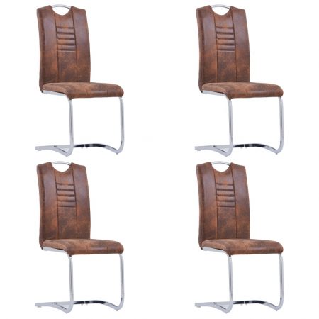 Bild på vidaXL Fribärande matstolar 4 st brun konstmocka