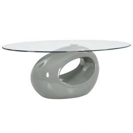 Bild på vidaXL Soffbord med oval bordsskiva i glas högglans grå