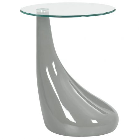 Bild på vidaXL Soffbord med rund glasskiva högglans grå