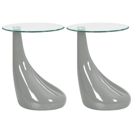 Bild på vidaXL Soffbord 2 st med rund bordsskiva i glas högglans grå