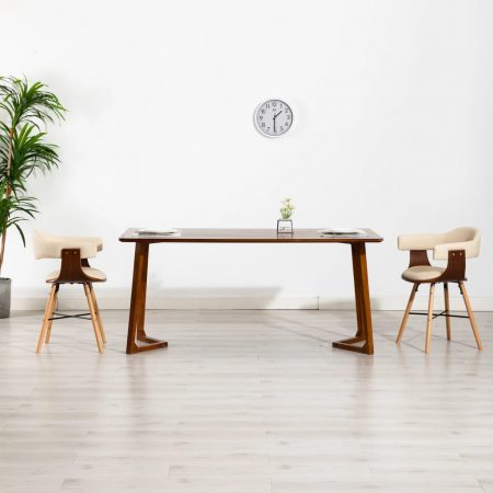 Bild på vidaXL Matstolar 2 st gräddvit konstläder och böjträ