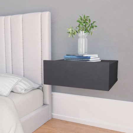 Bild på vidaXL Svävande sängbord 2 st grå 40x30x15 cm spånskiva