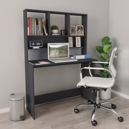 Bild på vidaXL Skrivbord med hyllor grå 110x45x157 cm spånskiva