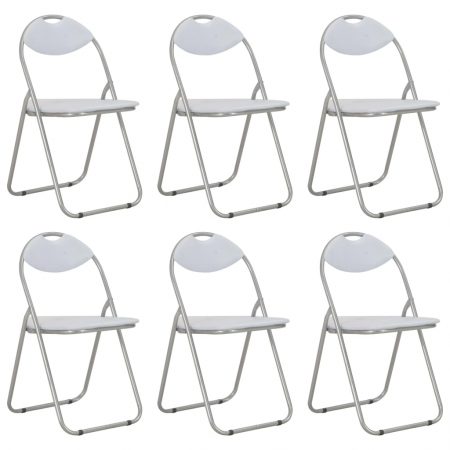 Bild på vidaXL Hopfällbara matstolar 6 st vit konstläder