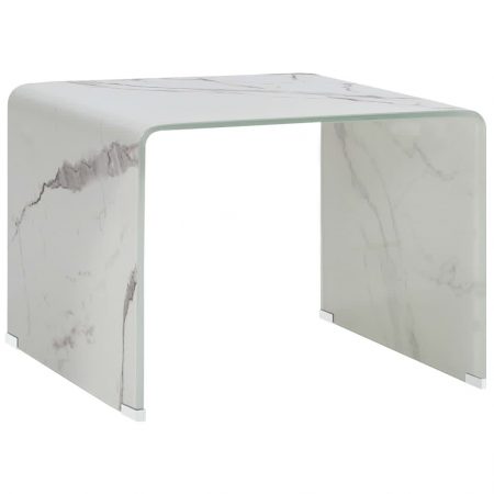 Bild på vidaXL Soffbord vit marmor 50x50x45 cm härdat glas