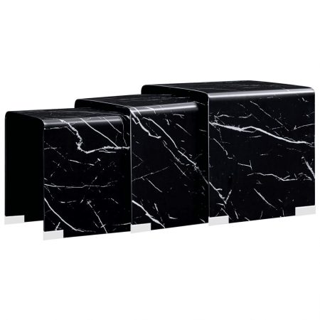 Bild på vidaXL Satsbord 3 st svart marmoreffekt 42x42x41