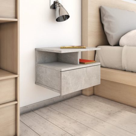 Bild på vidaXL Svävande sängbord 2 st betonggrå 40x31x27 cm spånskiva