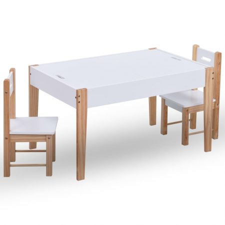 Bild på vidaXL Matbord och stolar för barn 3 delar griffeltavla svart och vit