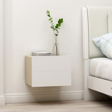 Bild på vidaXL Sängbord vit och sonoma-ek 40x30x30 cm spånskiva