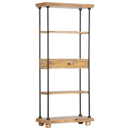 Bild på vidaXL Bokhylla med 5 hyllor 80x35x180 cm massivt mangoträ och stål