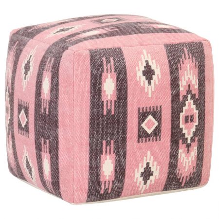 Bild på vidaXL Sittpuff design med tryck rosa 45x45x45 cm bomull