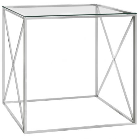 Bild på vidaXL Soffbord silver 55x55x55 cm rostfritt stål och glas
