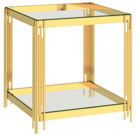 Bild på vidaXL Soffbord guld 55x55x55 cm rostfritt stål och glas