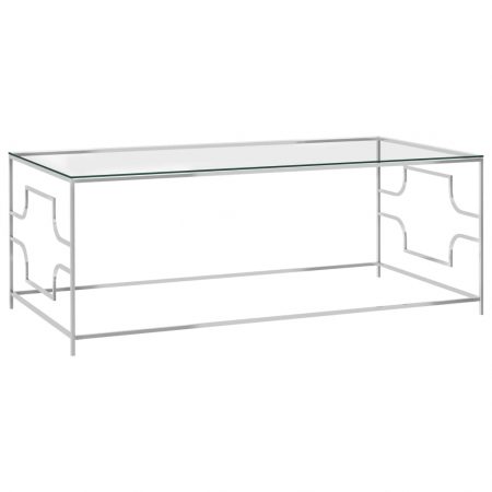 Bild på vidaXL Soffbord silver 120x60x45 cm rostfritt stål och glas