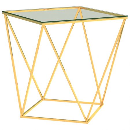 Bild på vidaXL Soffbord guld och transparent 50x50x55 cm rostfritt stål