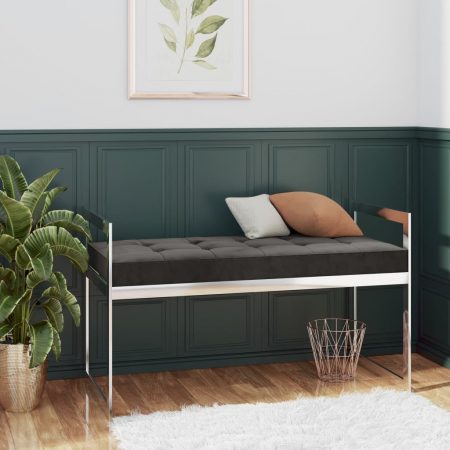 Bild på vidaXL Bänk 97 cm grå sammet och rostfritt stål