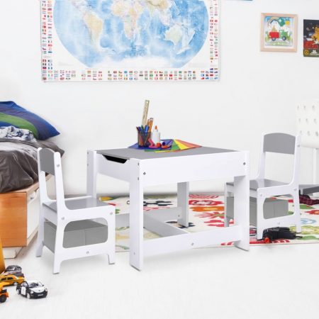 Bild på vidaXL Barnbord med 2 stolar vit MDF