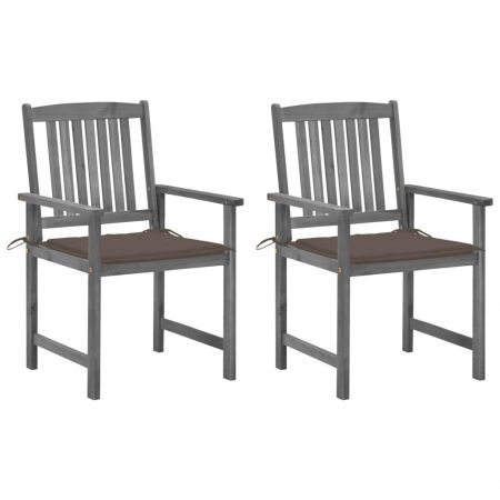 Bild på vidaXL Trädgårdsstolar med dynor 2 st grå massivt akaciaträ