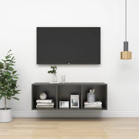 Bild på vidaXL Väggmonterad tv-bänk grå 37x37x107 cm spånskiva
