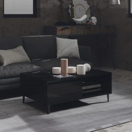 Bild på vidaXL Soffbord svart högglans 90x60x35 cm spånskiva
