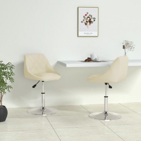 Bild på vidaXL Matstolar 2 st gräddvit konstläder