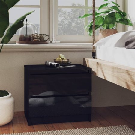 Bild på vidaXL Sängbord svart högglans 50x39x43