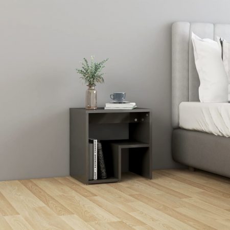 Bild på vidaXL Sängbord grå högglans 40x30x40 cm spånskiva