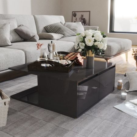 Bild på vidaXL Soffbord grå högglans 80x80x31 cm spånskiva