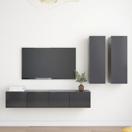 Bild på vidaXL TV-skåp 4 delar grå spånskiva