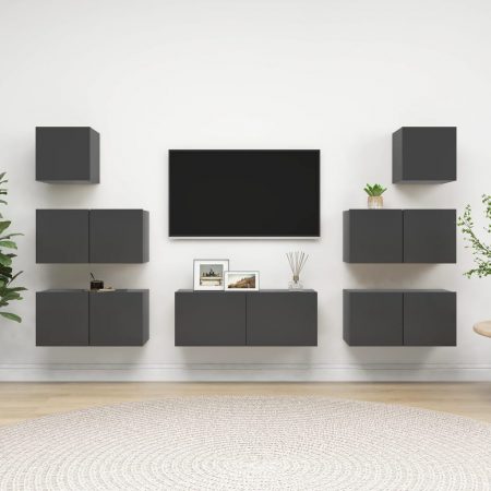 Bild på vidaXL TV-skåp 7 delar grå spånskiva