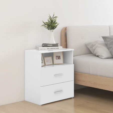 Bild på vidaXL Sängbord vit högglans 50x32x60 cm