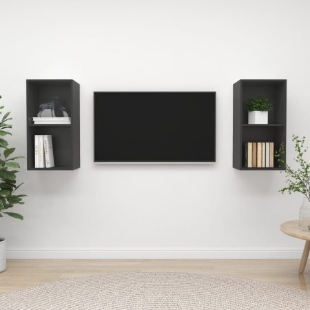 Bild på vidaXL Väggmonterade tv-skåp 2 st grå spånskiva