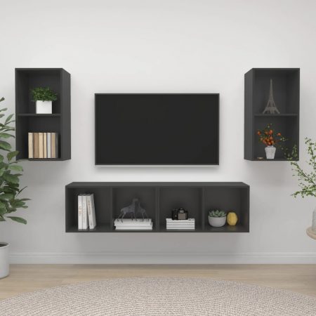Bild på vidaXL Väggmonterade tv-skåp 4 st grå spånskiva