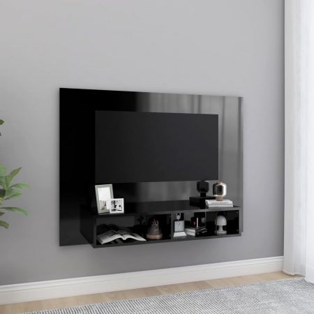 Bild på vidaXL Väggmonterat tv-skåp svart högglans 120x23