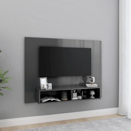 Bild på vidaXL Väggmonterat tv-skåp grå högglans 120x23
