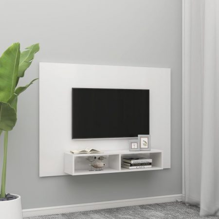 Bild på vidaXL Väggmonterat tv-skåp vit högglans 135x23