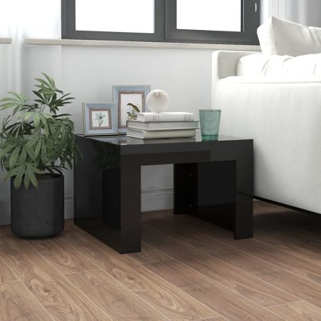 Bild på vidaXL Soffbord svart högglans 50x50x35 cm spånskiva