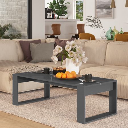 Bild på vidaXL Soffbord grå högglans 110x50x35 cm spånskiva