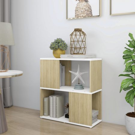 Bild på vidaXL Bokhylla vit och sonoma-ek 60x24x63 cm spånskiva