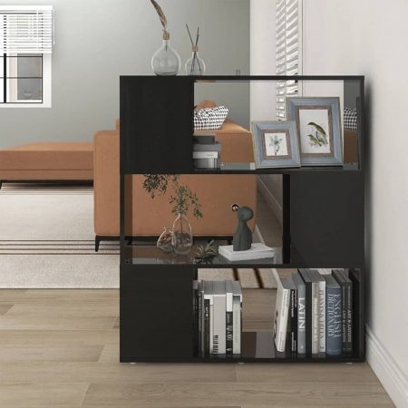 Bild på vidaXL Bokhylla Rumsavdelare svart högglans 80x24x94 cm spånskiva