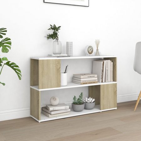 Bild på vidaXL Bokhylla vit och sonoma-ek 100x24x63 cm spånskiva