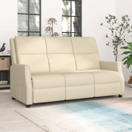 Bild på vidaXL Reclinerfåtölj 3-sits gräddvit konstläder