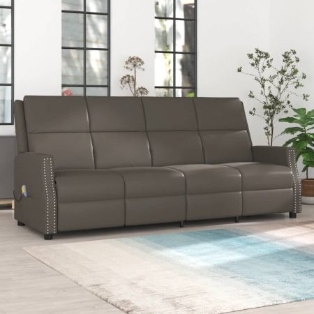 Bild på vidaXL 4-sits massagefåtölj grå konstläder