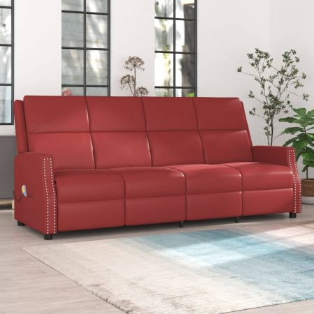 Bild på vidaXL 4-sits massagefåtölj vinröd konstläder