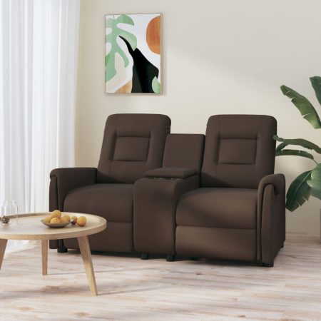 Bild på vidaXL 2-sits reclinerfåtölj med mugghållare brun konstläder