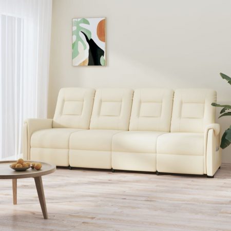 Bild på vidaXL 4-sits massagefåtölj gräddvit konstläder