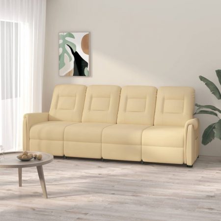 Bild på vidaXL 4-sits massagefåtölj gräddvit mikrofibertyg